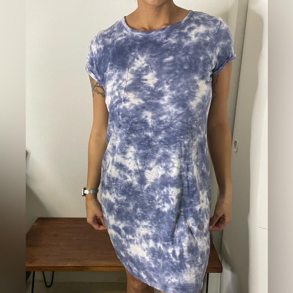 Blue Tie-Dye Midi Dress